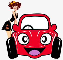 汽车和人红色汽车与美女图高清图片
