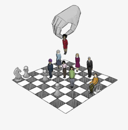 手绘对弈下棋素材