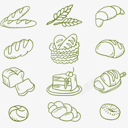 绿色清新线条食物装饰图案素材