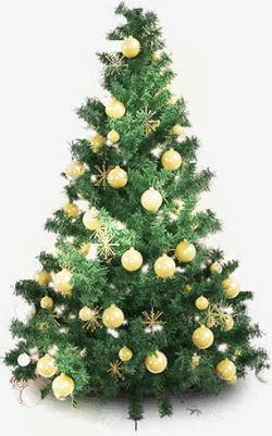 圣诞树挂满黄色球的圣诞树素材