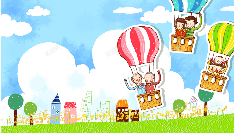 卡通热气球背景矢量图ai设计背景_88icon https://88icon.com 卡通 手绘 热气球 童趣 背景 矢量图