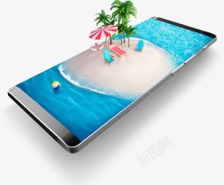 创意手机海边游泳池画面素材