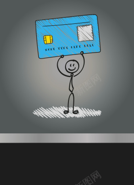 商务手绘线条人物银行卡矢量背景背景