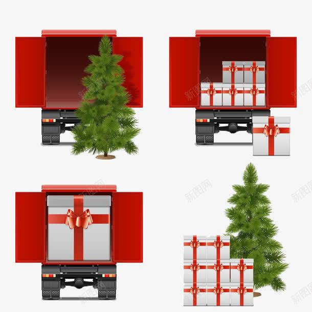 圣诞礼物汽车货运png免抠素材_88icon https://88icon.com 圣诞树 圣诞礼物 汽车 货车 货运汽车