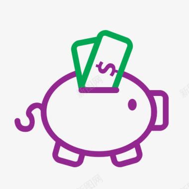 猪钱罐图标钱捐款箱猪业务图标
