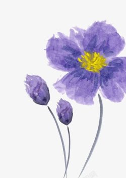 紫色手绘花朵黄色花蕊素材