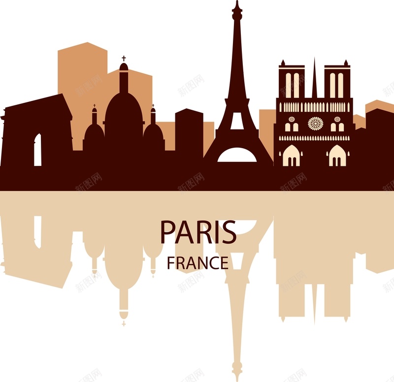 巴黎城市建筑背景模板矢量图ai设计背景_88icon https://88icon.com 剪影 城市 巴黎 建筑 插画 海报 矢量图