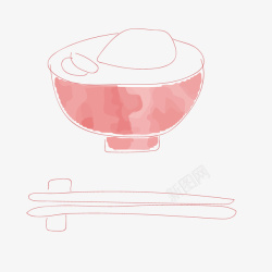 卡通手绘粉色的碗筷素材
