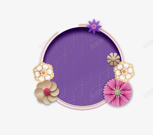 紫色背景花朵圆形装饰图案psd免抠素材_88icon https://88icon.com 创意设计 圆形 紫色背景 花朵 花瓣 装饰图案