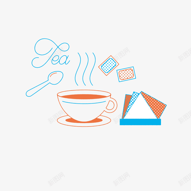 手绘简约英式红茶矢量图ai免抠素材_88icon https://88icon.com 手绘 简约 红茶 线条 英式 英式红茶 茶勺 茶包 茶杯 矢量图