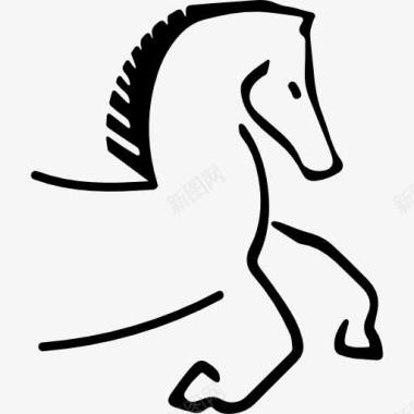 马的卡通轮廓面对权利用双脚图标图标