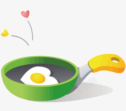 爱心荷包蛋一个煎炸鸡蛋的锅矢量图高清图片