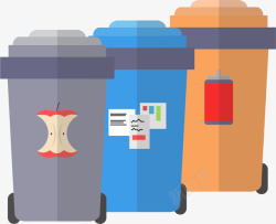 垃圾填埋彩色垃圾桶卡通风格矢量图高清图片