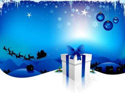 矢量蓝色雪橇矢量圣诞节礼物盒背景高清图片