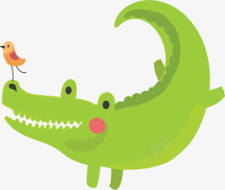 可爱卡通绿色鳄鱼矢量图素材