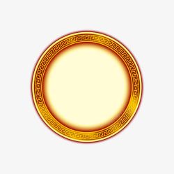 中国风黄色圆形图腾圆框素材