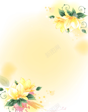 情人节黄色信纸花朵渐变海报背景矢量图背景
