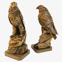 两个老鹰动物形状手工木雕素材