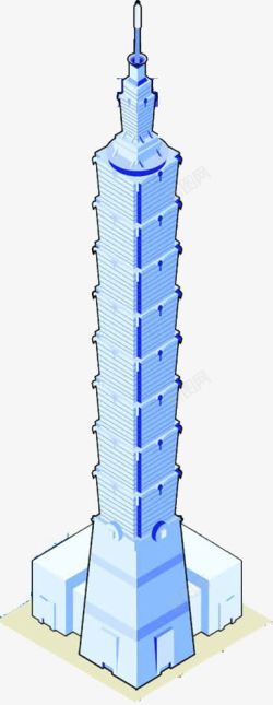 台湾101扁平动画台北101大厦台北手绘高清图片