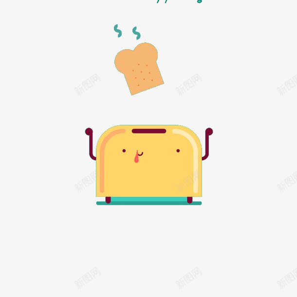 卡通烤吐司机png免抠素材_88icon https://88icon.com 可爱插画 吐司机 烤土司 烤面包