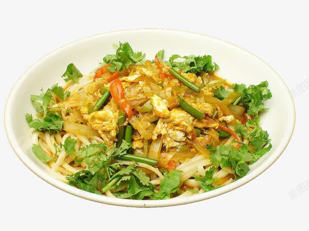 肉烩面片png免抠素材_88icon https://88icon.com 中华美食 传统美食 美味熟菜 面片炒肉片 餐饮美食 香菜 鸡蛋