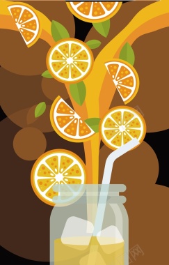 杯子里的橙汁背景矢量图背景