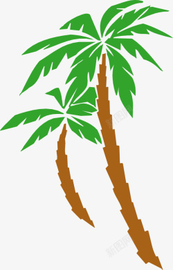 手绘彩色椰子树素材