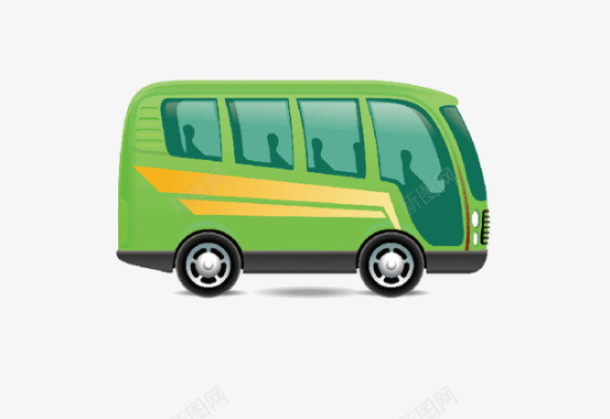 卡通绿色公共汽车图标图标