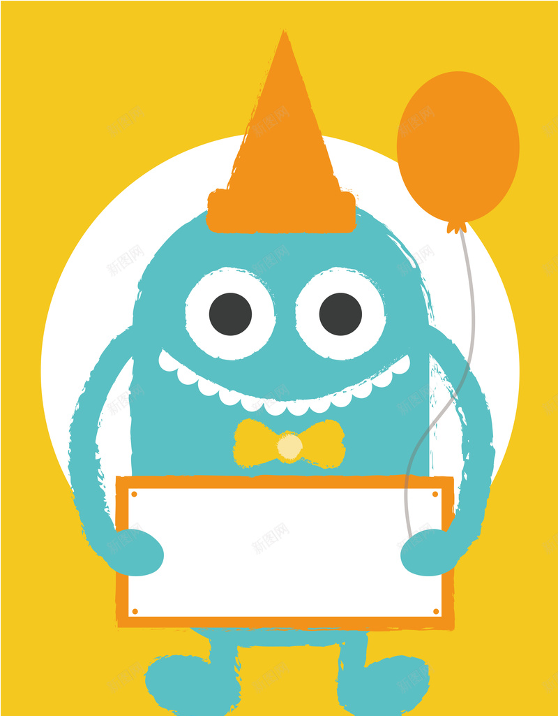 卡通造型小蓝怪物带气球黄色背景矢量图ai设计背景_88icon https://88icon.com 卡通 卡通素材 怪物 气球 气球素材 素材 造型 黄色 黄色卡通 黄色背景 矢量图
