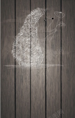 木板上的刺猬背景矢量图背景