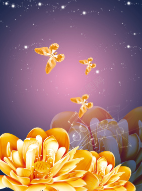 中国风金色莲花中传出的音乐背景背景