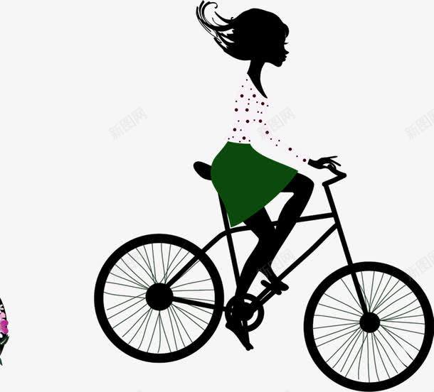 手绘骑自行车美女剪影png免抠素材_88icon https://88icon.com 剪影 单车剪影 手绘 美女 骑自行车