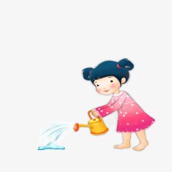 女孩浇水浇水的小女孩高清图片