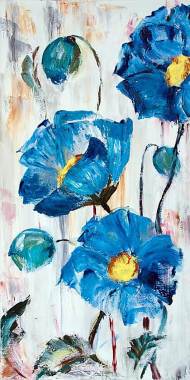 手绘蓝色花朵植物壁纸背景