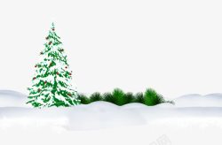 手绘圣诞树雪花装饰素材