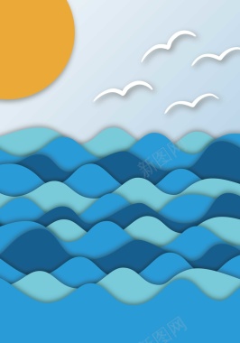 扁平化海浪背景装饰矢量图背景