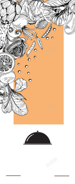 手绘植物花纹图案菜单背景矢量图海报