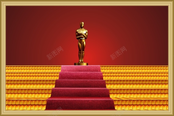 扁平红底黄色台阶小人背景背景