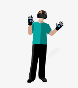 正在体验VR的人物矢量图素材