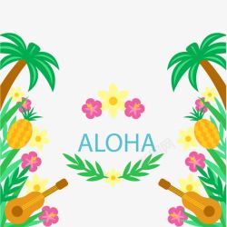 夏威夷四弦琴和花的背景素材