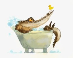 洗澡的鳄鱼素材