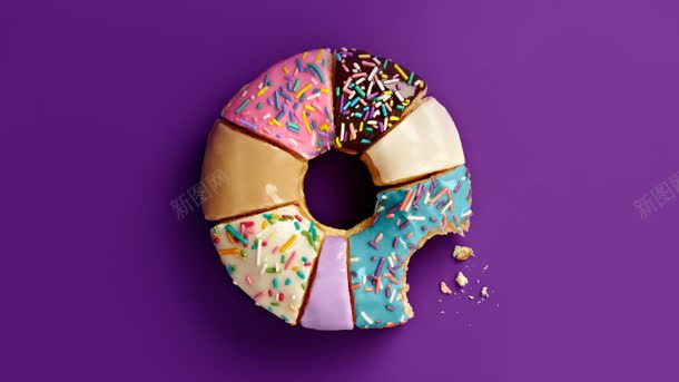紫色背景好吃的甜甜圈背景