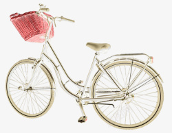 粉色车篓的自行车素材