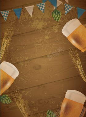 啤酒节海报背景矢量图背景