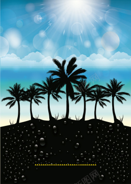椰树林海报矢量图背景