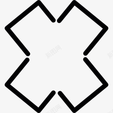 木制十字架取消符号图标图标