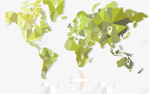 绿色方片地图png免抠素材_88icon https://88icon.com 创意地图元素 平面海报元素 绿色方片地图