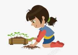 植树节女孩种树树苗发芽素材
