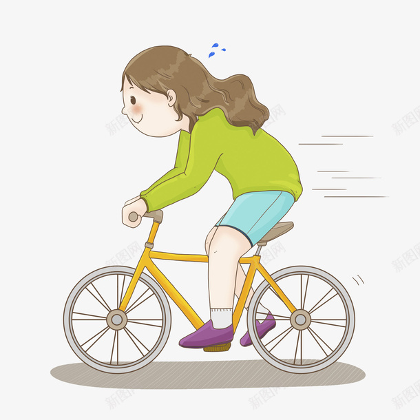 手绘骑车锻炼的女孩png免抠素材_88icon https://88icon.com 健身 创意 唯美 女孩 山地车 手绘 流汗 自行车