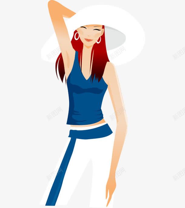 卡通手绘戴帽子长发美女png免抠素材_88icon https://88icon.com 卡通的人物 戴帽子的美女 手绘的美女 长发的美女